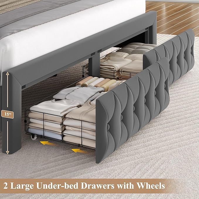 Queen Bed Frame 55" Tall Headboard