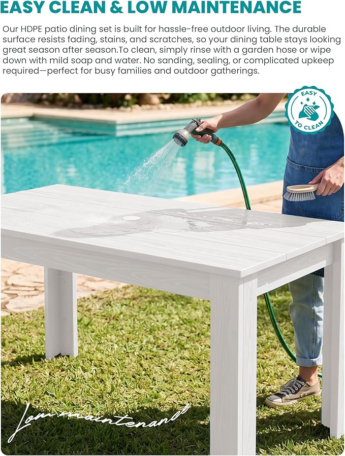 SERWALL Outdoor Dining Set for 8 – HDPE Patio Set