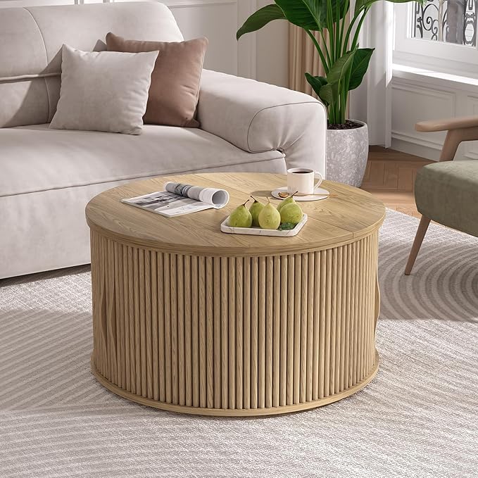 SULIVES Round Coffee Table