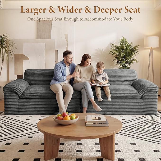 Vesgantti 118" Modular Sectional Couch, Comfy Corduroy Upholstered Cloud Couches