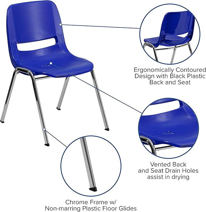 Flash Furniture HERCULES Series 440 lb. Capacity Kid's Navy Ergonomic Shell