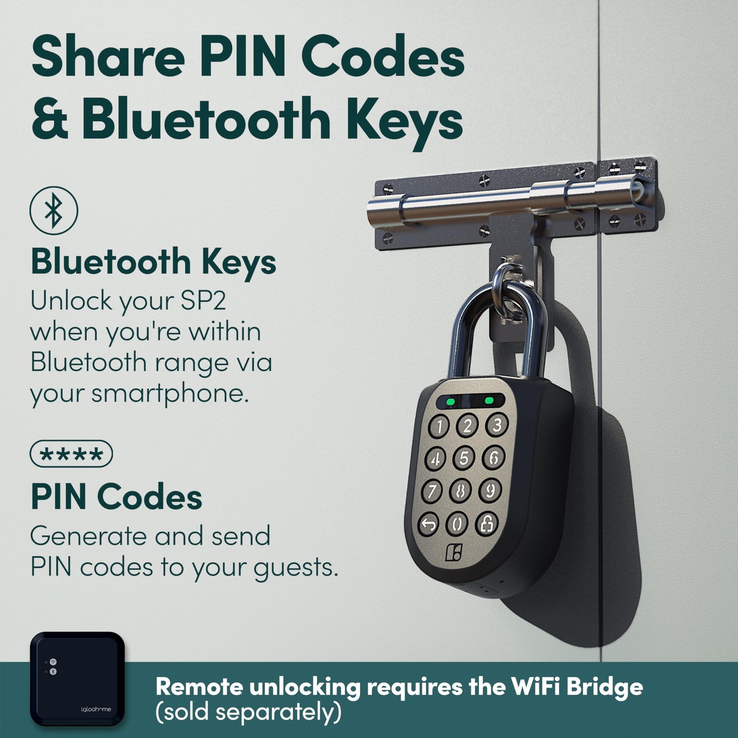 igloohome New Smart Padlock 2 (SP2), The Toughest Smart Padlock – Share Access from Anywhere with the Mobile app (iOS/Android) – No WiFi Needed, Waterproof & Rechargeable