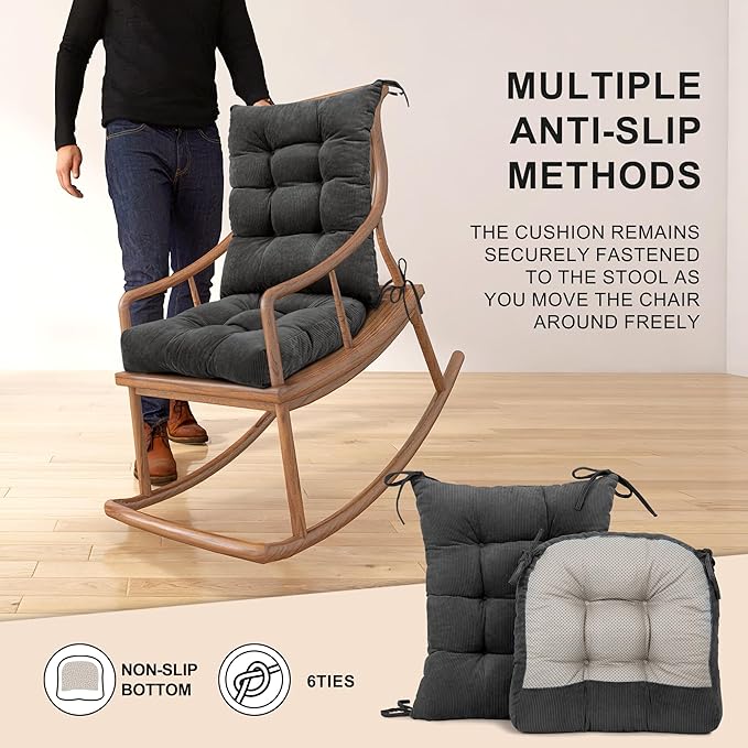 Lokex Rocking Chair Cushion Only, Tufted Non-Slip Comfortable Rocking Chair