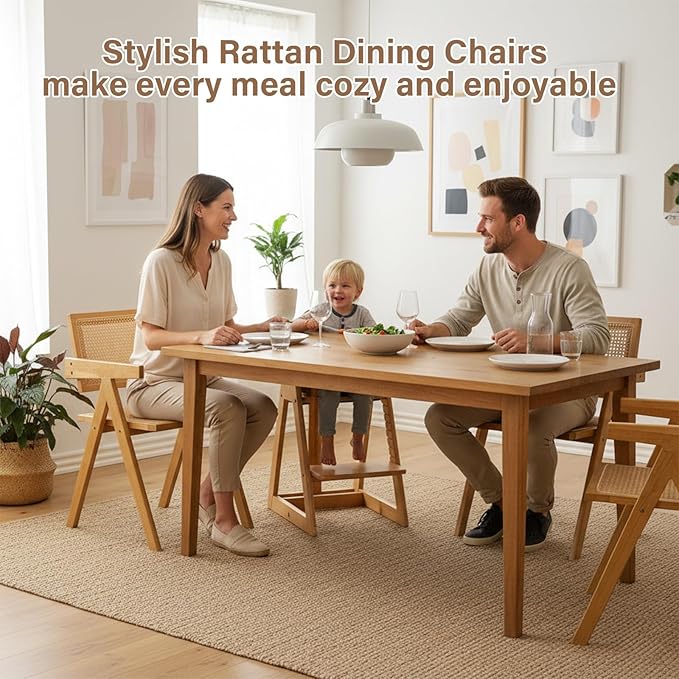 Furlide Rattan Dining Chairs Set of 2, Modern Mid Century Accent Chairs