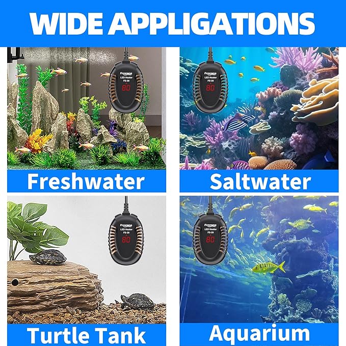 FREESEA Aquarium Fish Tank Heater: 100W Small Submersible Turtle Heater with Adjustable Temperature External Controller for Betta | Saltwater | Freshwater | 10-20 Gallon