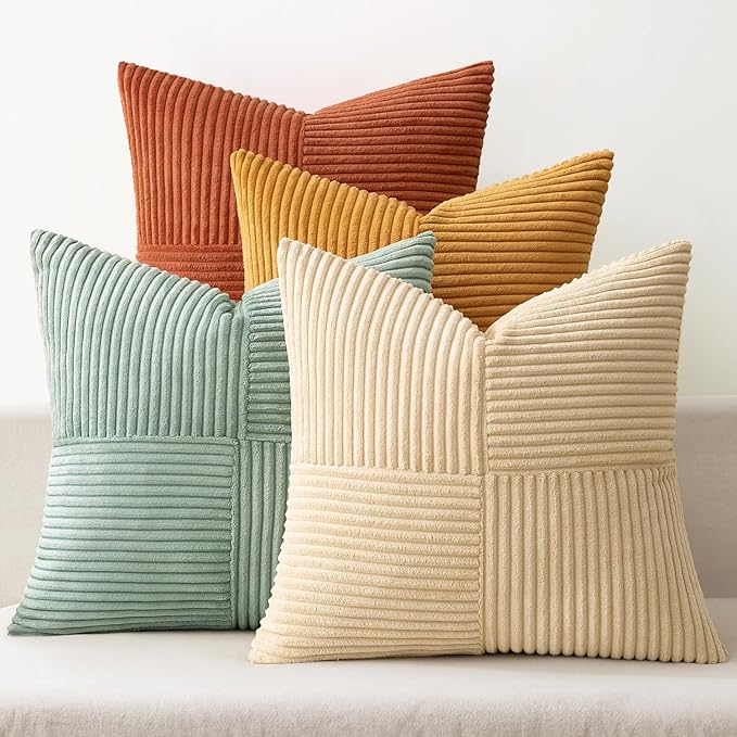 MIULEE Teal-Orange Decorative Throw Pillow Covers 20x20 Inch Set of 4 Boho