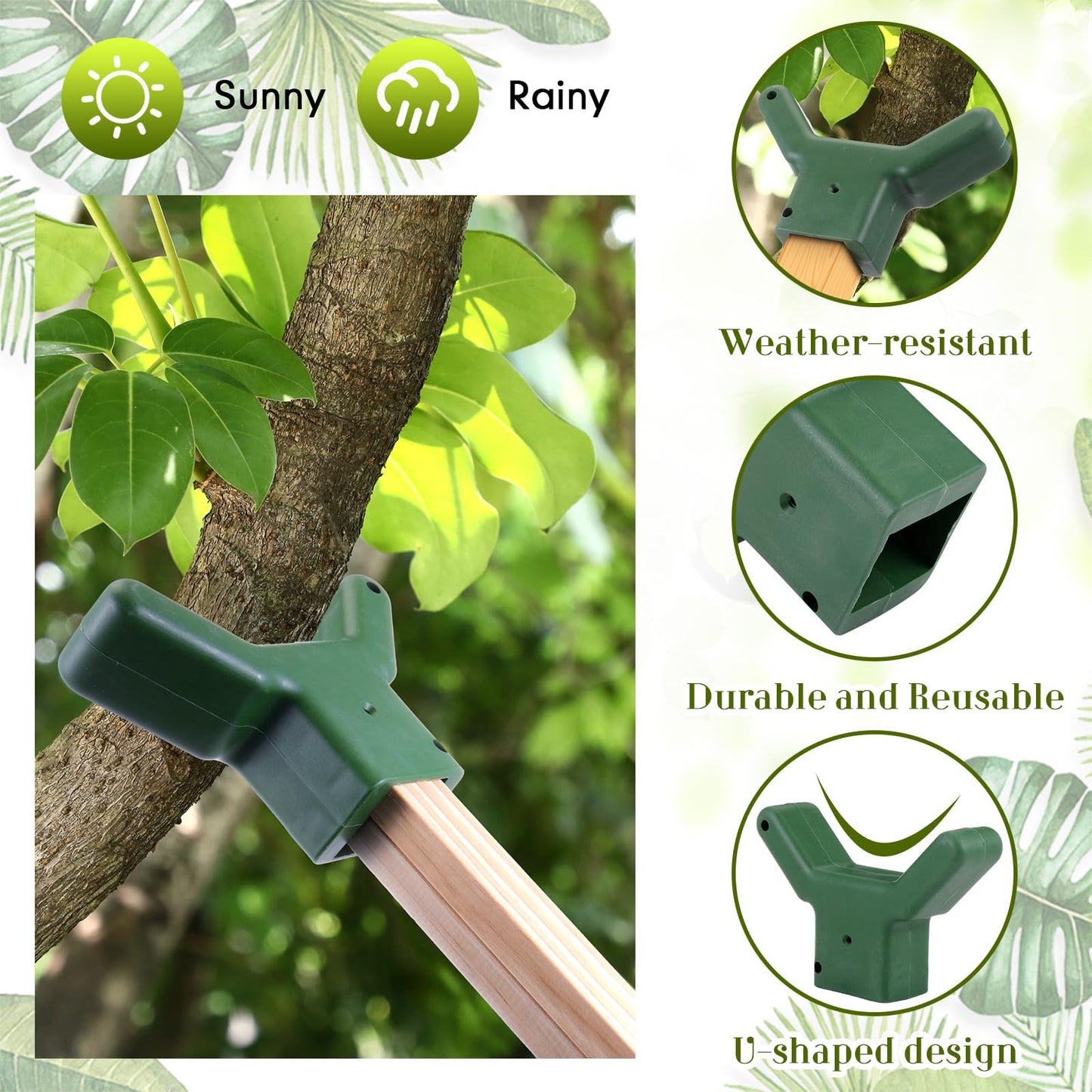 Yungyan 16 Pcs Tree Support, Plastic Fruit Branch Support Device Tree Brace Prevent Them from Breaking for Vineyards Ornamental Gardens Orchards Fits on Standard 1.57 x 1.57 Inch Lumber (Green)