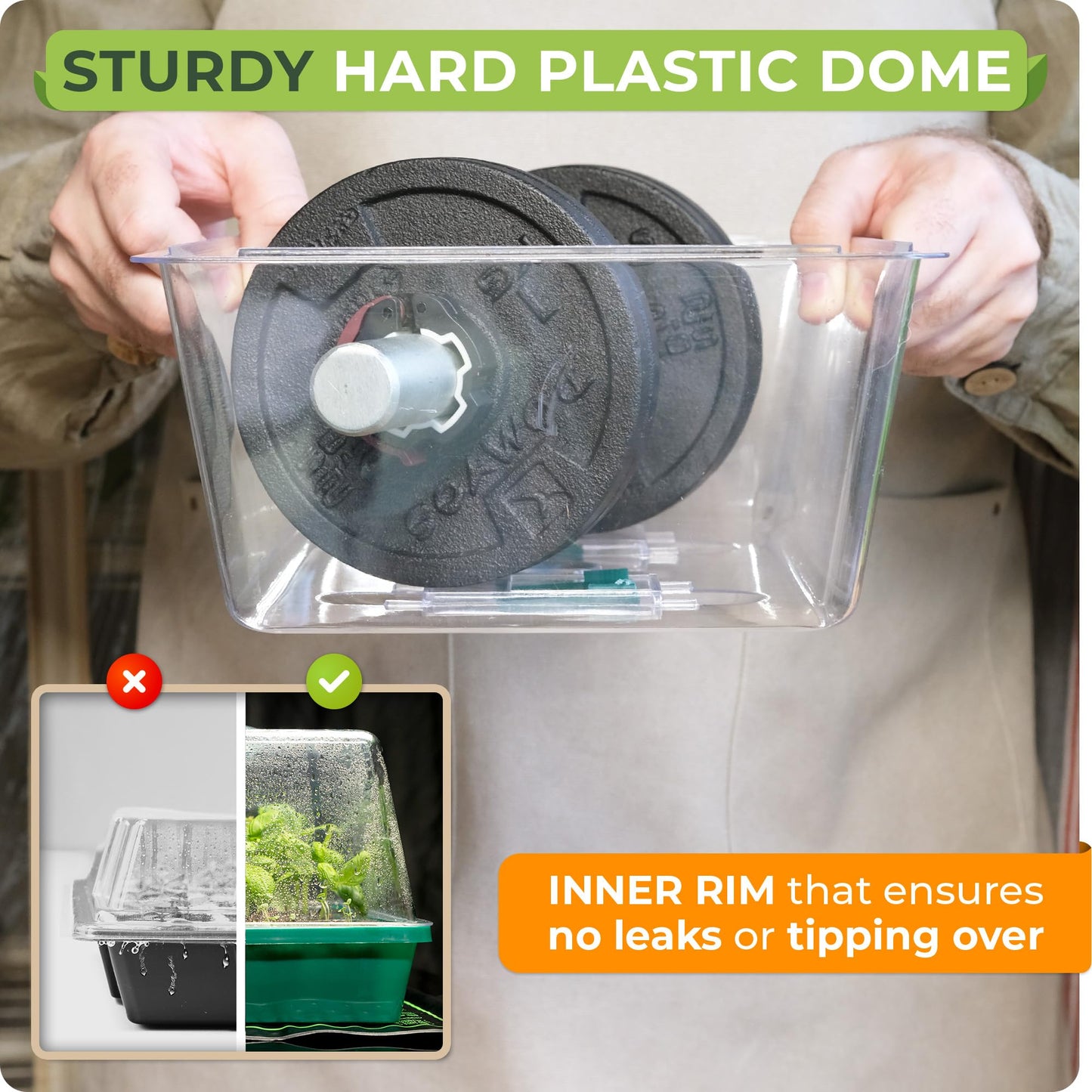 CARPATHEN Seed Starter Tray - Seed Starting Tray with Hard Plastic Humidity Dome and 40 Cells for Seedlings - Plant Germination Trays Plant Starter Kit and Base Mini Greenhouse Germination Kit