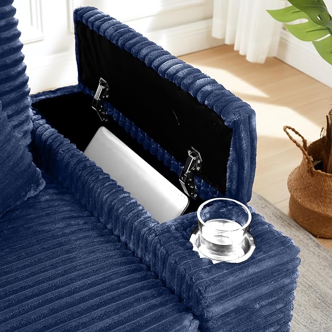 KEIKI Corduroy Storage Armrest Sofa, Single Versatile Seat