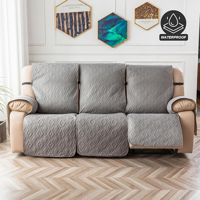 Genina Waterproof Couch Cover for Reclining Couch 3 Seater Non-Slip, Washable