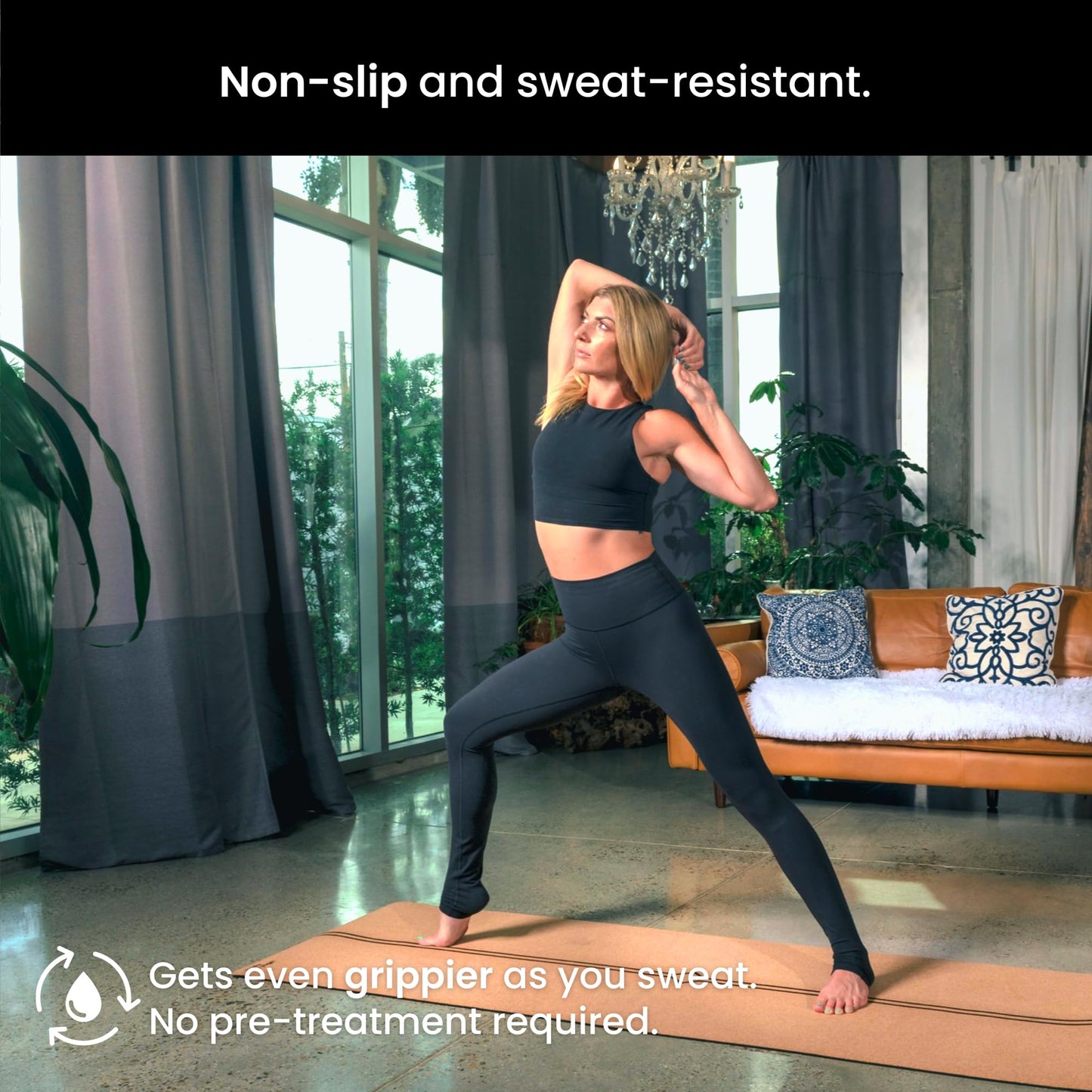 Luxury Cork Yoga Mat - Non Slip, Extra Thick Grip. Thicker, Longer, and Wider for More Comfort and Support. Tough Enough For Hot Yoga. Natural, Non Toxic, and Eco Friendly. Optional Alignment Lines.