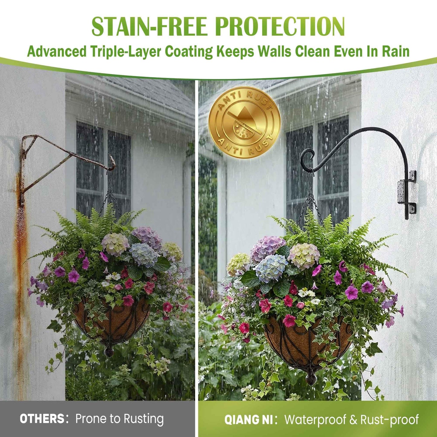 AJART Bird Feeder Hanger of Swivel Hanging Plant Bracket for Outdoor(Black) More Suitable for Outside birdhouses Plant Hooks (16"-2PCs)