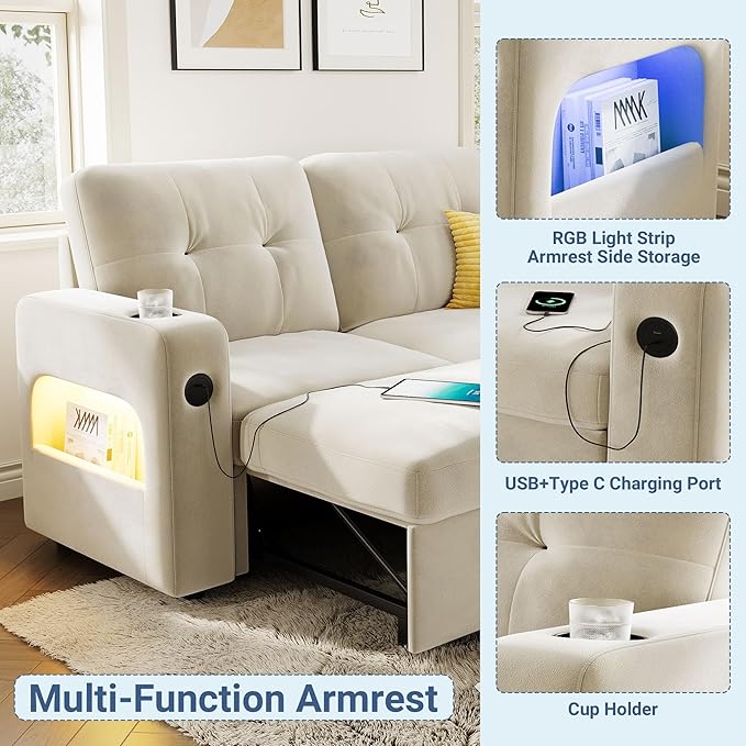 GarveeHome 84 Inch Sleeper Sofa Couch, L-Shaped Couches, Convertible Pull Out
