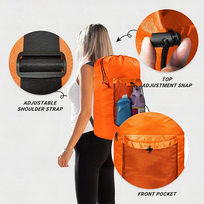 Laundry Bag with Shoulder Straps and Mesh Pocket Laundry Backpack Large Portable Laundry Hamper for College Laundromat Apartment