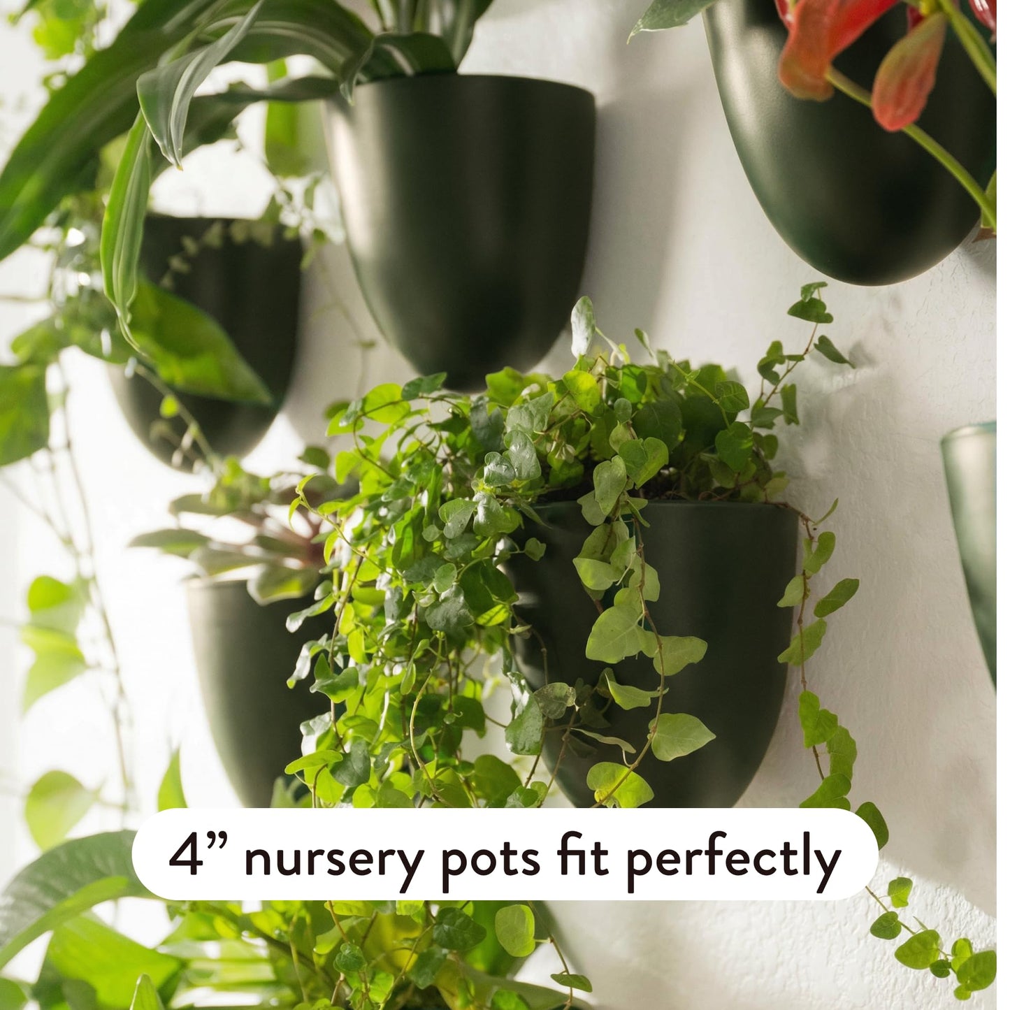Make Good PlantPod Luxe - Self-Watering Wall Planters (Set of 6, Forest Green) - Easy to Water and Install - Lightweight - Design Your Own Vertical Garden - Wall Planters for Indoor Plants