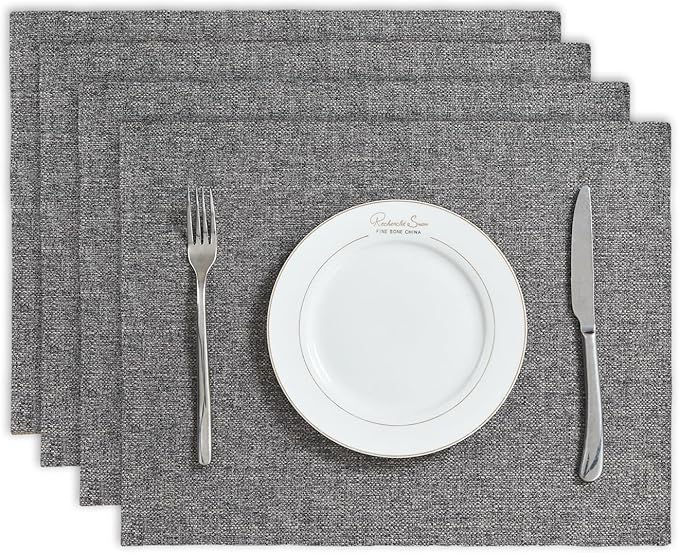 BALCONY & FALCON Placemats Set of 4 Faux Linen Cloth Place Mats Washable