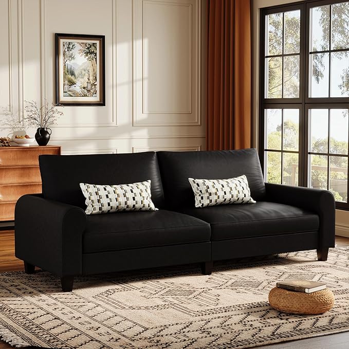 EASE MOOSE 88.5" Large Seat Faux Leather Loveseat Sofa, Waterproof and
