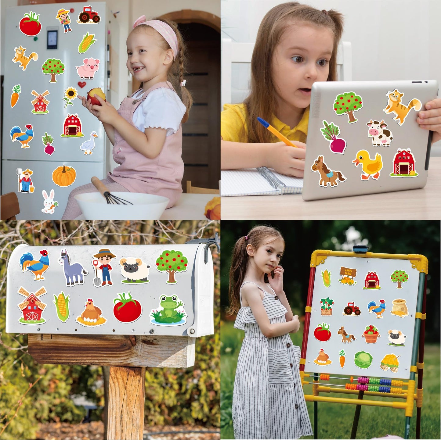 Fecheche Large Size Cute Fridge Magnets for Toddlers, Preschool Spelling Learning Education Refrigerador Magnetic Toy (Farm 48pcs)