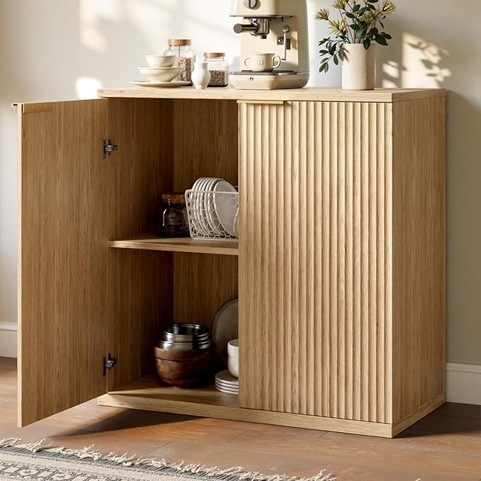 Evermagin 63" Oak Buffet Cabinet