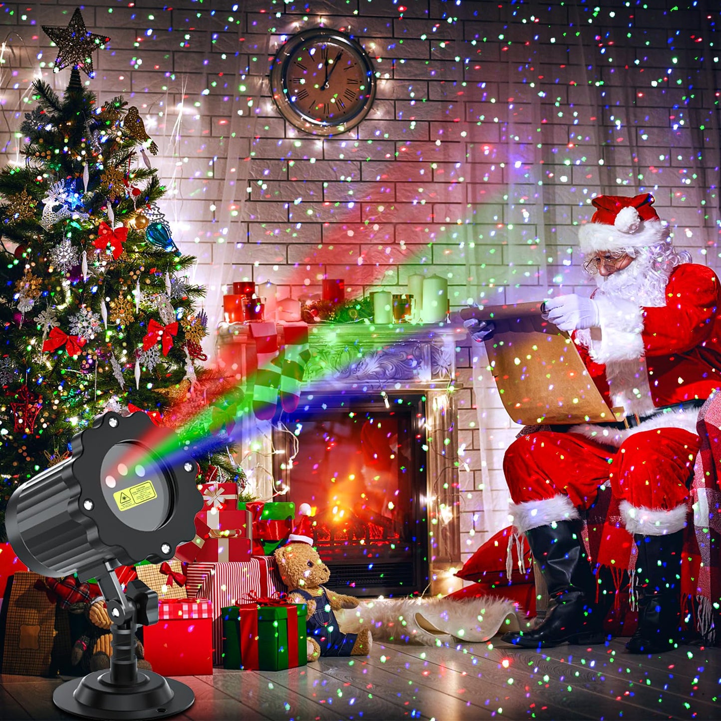 SHEDALED Laser Christmas Projector Lights Outdoor, RGB Laser Light Projector, Firefly Lights Show with Remote & Timer, Waterproof, Holiday Decoration for Christmas, Home House Decor, Party, Garden