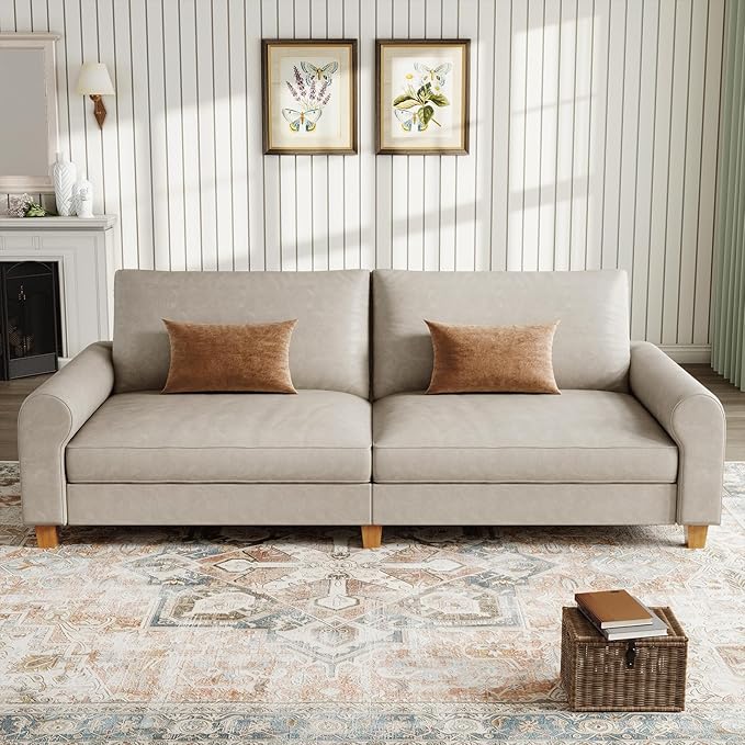 EASE MOOSE 88.5" Large Seat Faux Leather Loveseat Sofa, Waterproof and