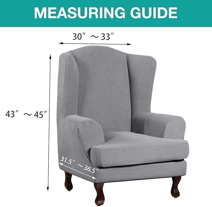 Turquoize Wingback Chair Covers 2 Piece Wing Chair Slipcover Stretch Slipcovers