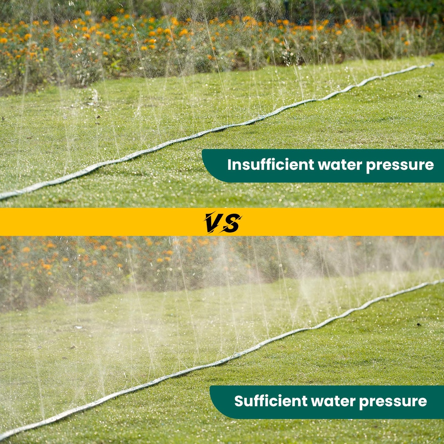 DXront Sprinkler Soaker Hose 50ft for Garden Lawn, Watering Pipe with Holes, High-Efficiency Water-Saving Garden Irrigation System, Drip Hose Sprinkler