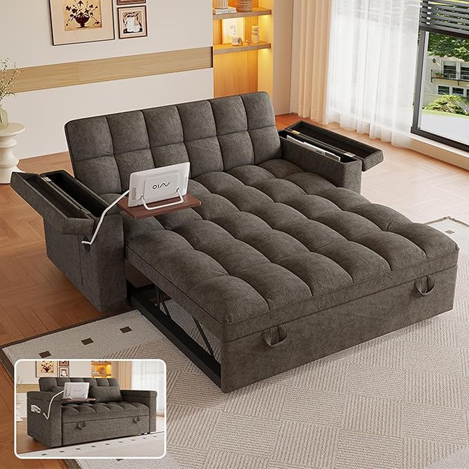 3 in 1 Convertible Sleeper Sofa, 65in Sleeper Couch