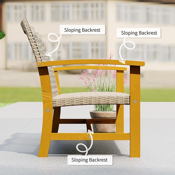 Outsunny Wicker Outdoor Couch, 3-Seat Rattan Outdoor Patio Sofa, 1000 lbs.