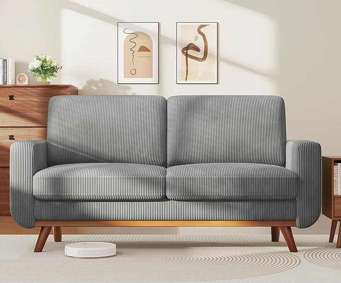 Vesgantti 68" Loveseat Sofa Dark Gray, Comfy Corduroy Couch