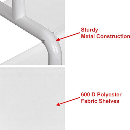 Simple Houseware 52-Inch Freestanding Closet Garment Rack with Storage Shelves and Coat/Hat Hooks, White