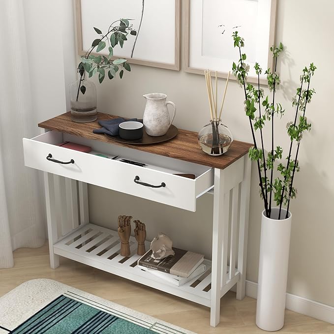 TaoHFE Farmhouse Narrow Console Table Modern Wooden, Living Room Tables Narrow