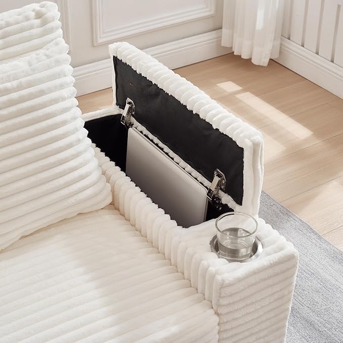 KEIKI Corduroy Storage Armrest Sofa, Single Versatile Seat