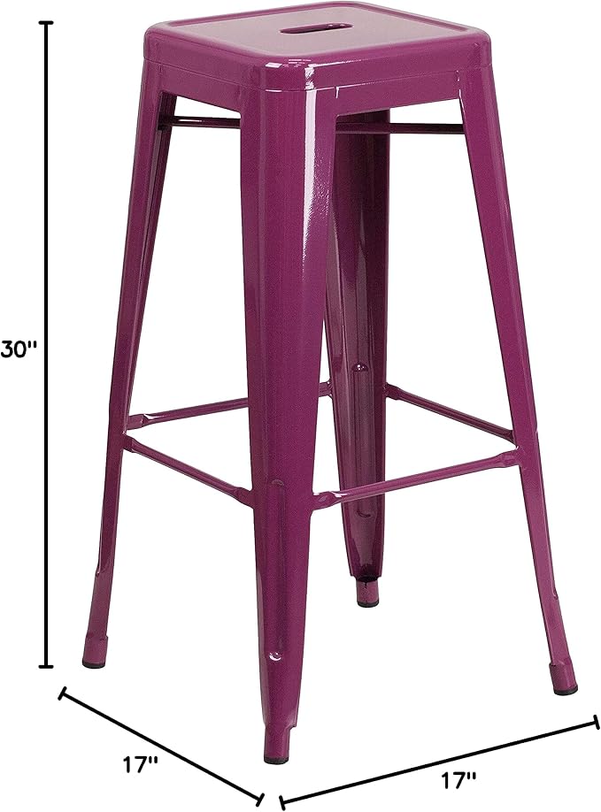 Flash Furniture Kai Commercial Grade 4 Pack 30" High Backless Purple