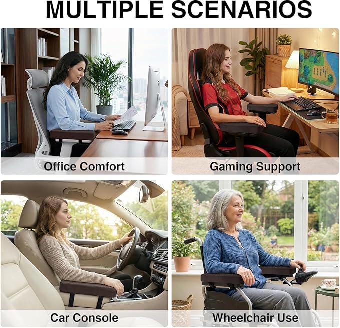 Smiry Ergonomic Office Chair Armrest Pads, Memory Foam Arm Rest Covers
