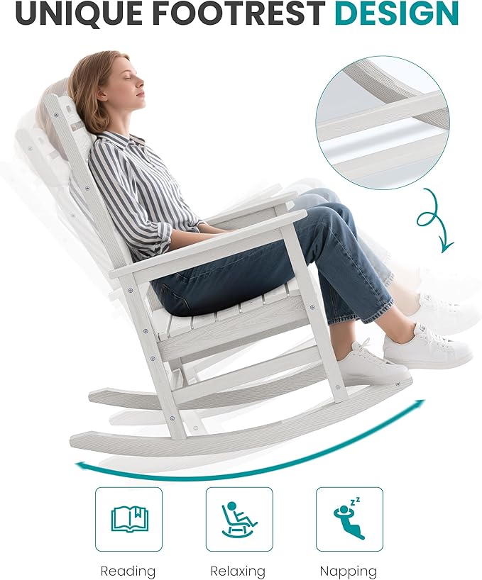 SERWALL HDPE Outdoor Rocking Chair, Oversized Rocking Chair