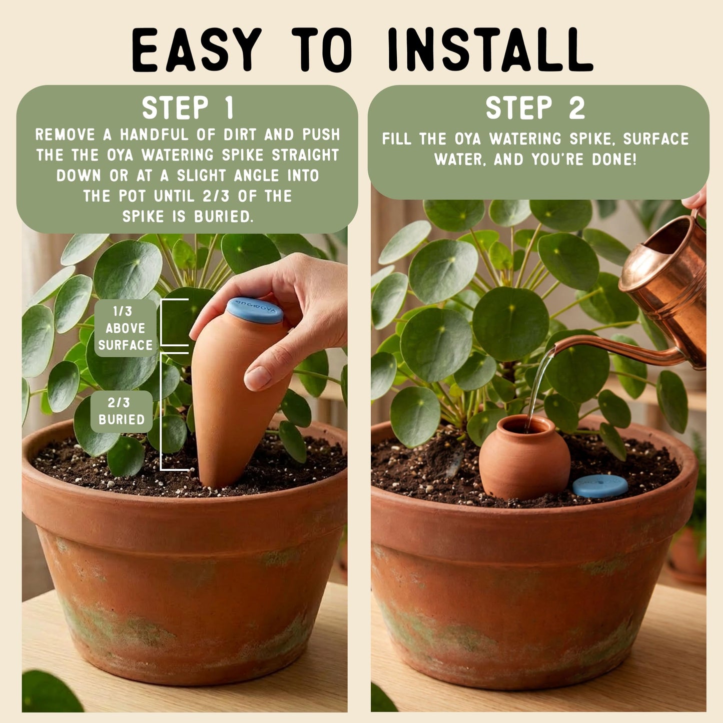 GrowOya Watering Spike for Indoor Plants |16oz self Watering Terracotta Pot| Slow Release Plant Watering Device for Pots 8 Inches or Larger| Decorative self Watering Planter Insert