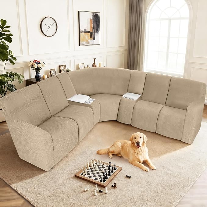 ALIECOM 100% Waterproof Recliner Sectional Couch Covers L Shape Stretch Corner