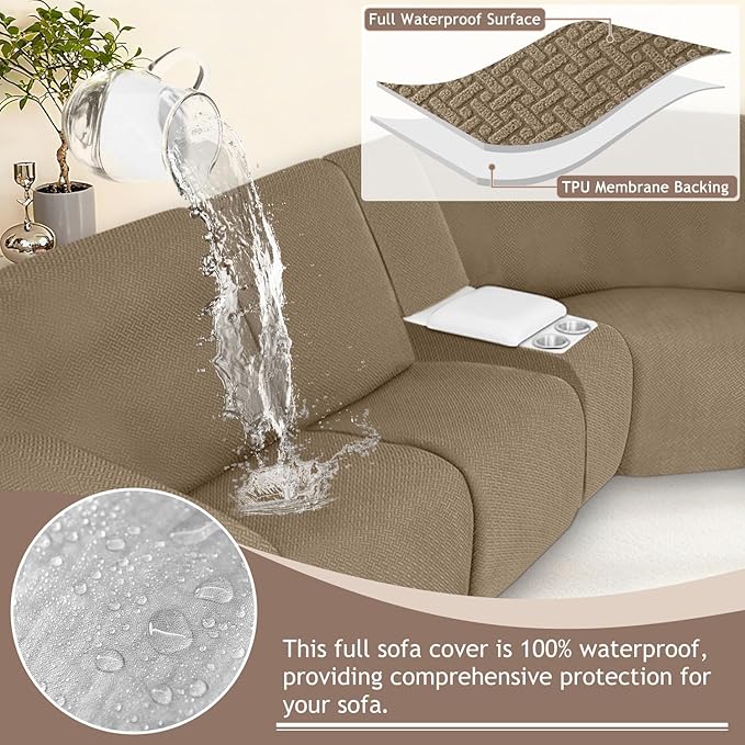 ALIECOM 100% Waterproof Recliner Sectional Couch Covers L Shape Stretch Corner