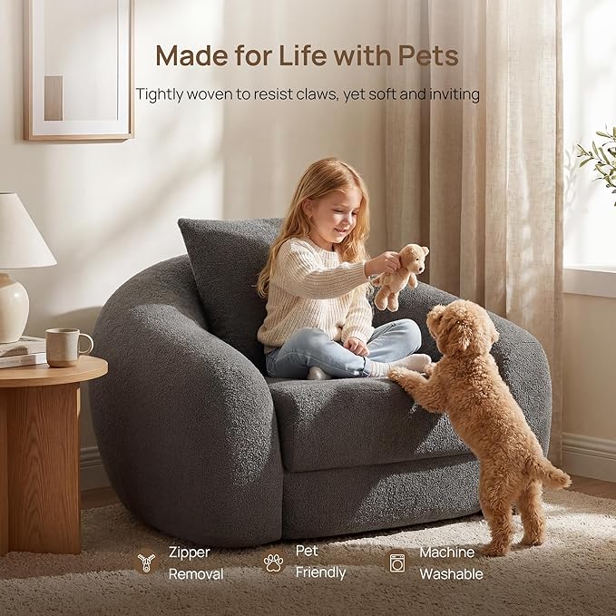 SICOTAS Curved Sofa Couch Bed for Living Room Convertible Futon Cloud Boneless