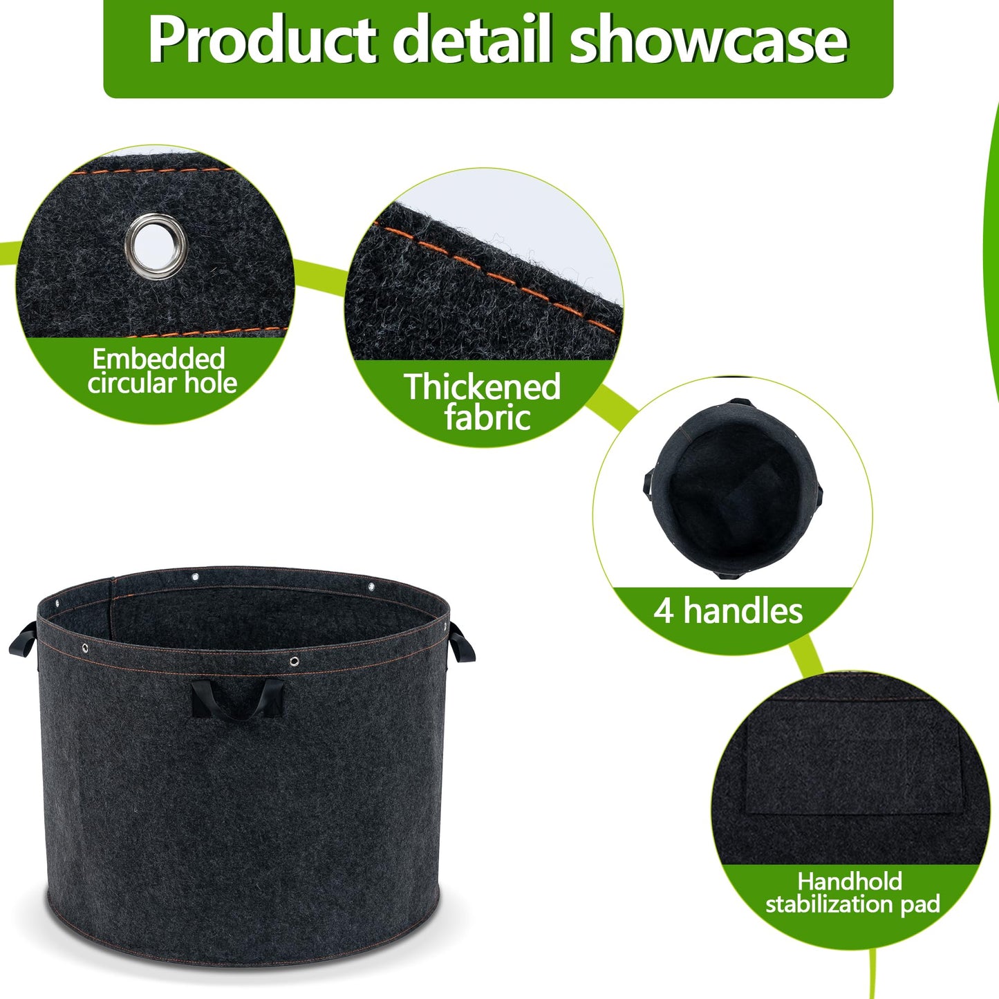 FVOTNW 50 Gallon Grow Bags, 1 Pack Thickened Aeration Large Fabric Pots with Handles 29''×21'', Heavy Duty Planting Bags for Potato, Vegetables, Flowers & Trees