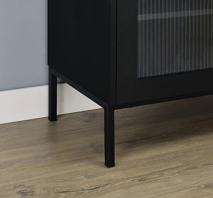 Coaster Home Furnishings Jess 2-Door Arched Fluted Glass Accent Cabinet Black