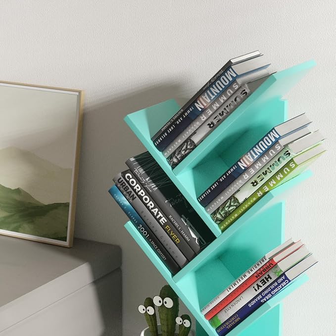 SHEEPAM 5 Tier Tree Book Shelf, Small Desktop Bookshelf