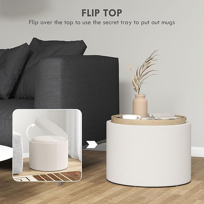 HOMCOM Round Storage Ottoman