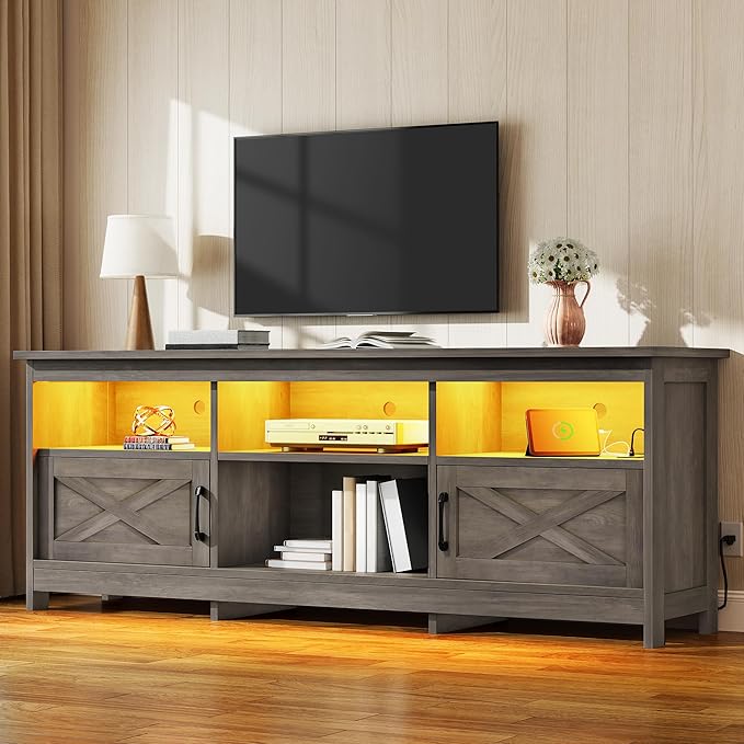YITAHOME TV Stand for 80/75/70 Inch TVs, Farmhouse Entertainment Center