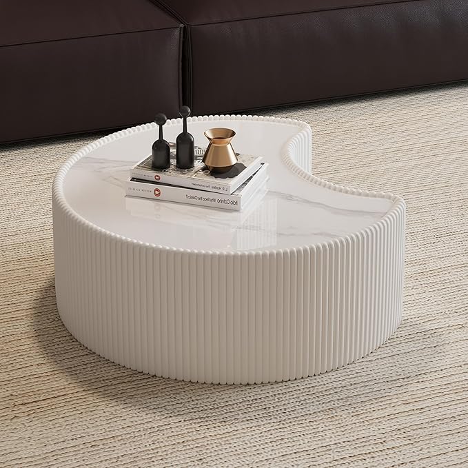 Modern Nesting Coffee Table Set of 2, Creative Moon Coffee and End Table Set
