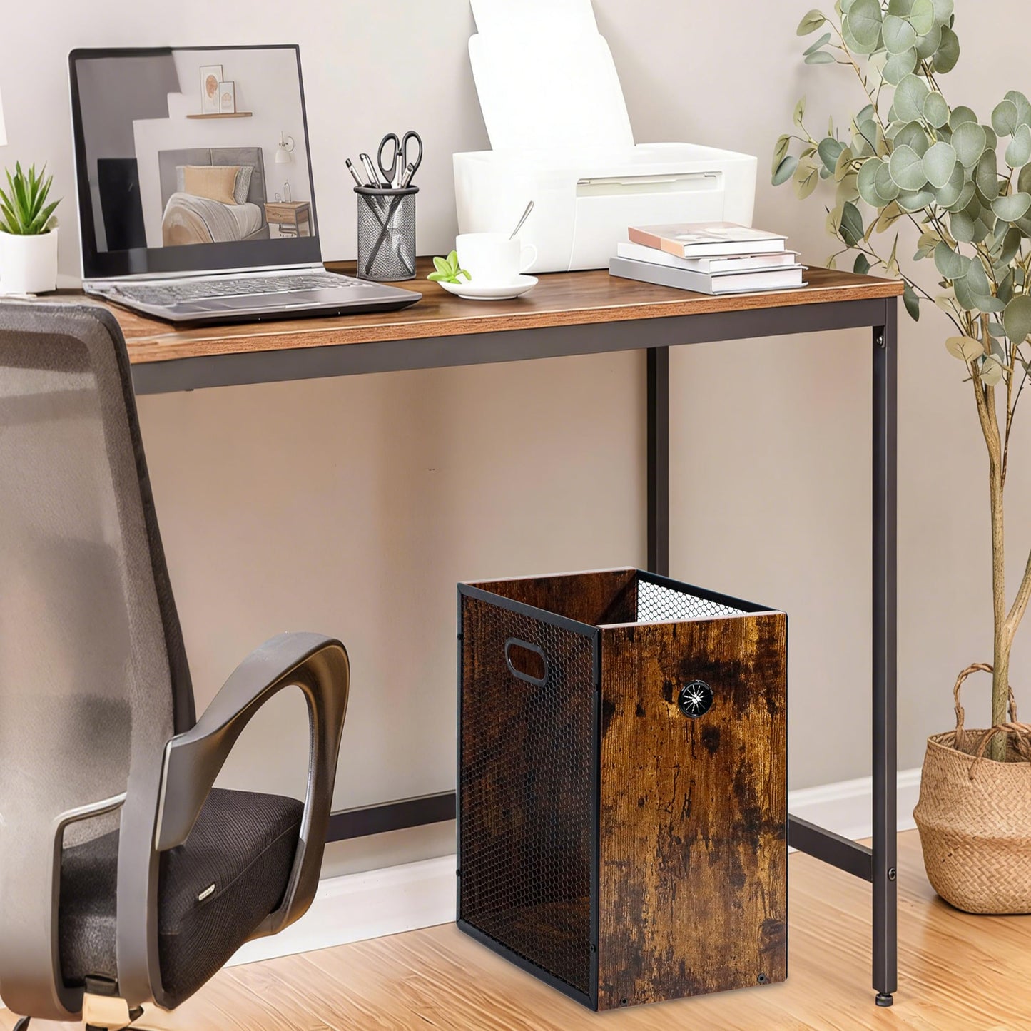 FANTERSI Trash Bin, Small Trash Can 4.5 Gallon, Industrial Garbage Can with Handle, Metal Mesh Waste Basket for Kitchen, Home Office, Bedroom, Living Room