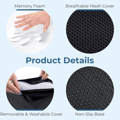 Seat Cushion for Office Chairs - Tailbone, Coccyx Pain Relief - Butt, Pressure & Sciatica Relief - Gaming, Wheelchair, Car & Desk Pillow, Black