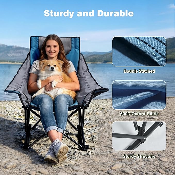 SUNNYFEEL Oversized Rocking Camping Chair, Fully Padded Patio Chair