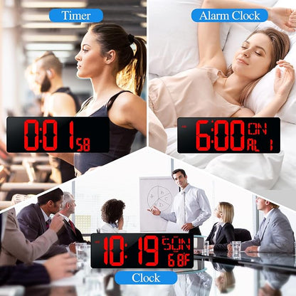 17.2" Large Digital Wall Clock with Bluetooth Auto Sync Time Big Timer | Led Digital Clock Large Display,11 RGB Color,Auto Dimming/DST, with Remote Control for Home Classroom Gift for Mom Dad